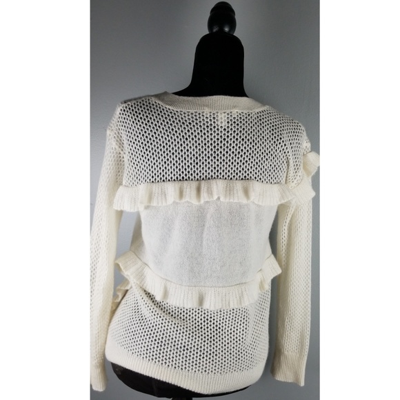 💎SOLD💎 White + Warren | Ruffle Cashmere Sweater - Picture 5 of 7